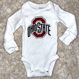 Long sleeve Ohio state baby bodysuit